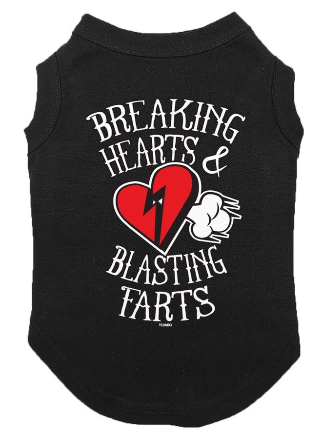 Tcombo Breaking Hearts & Blastings Farts Dog Shirt (Black, Medium) - Image 1