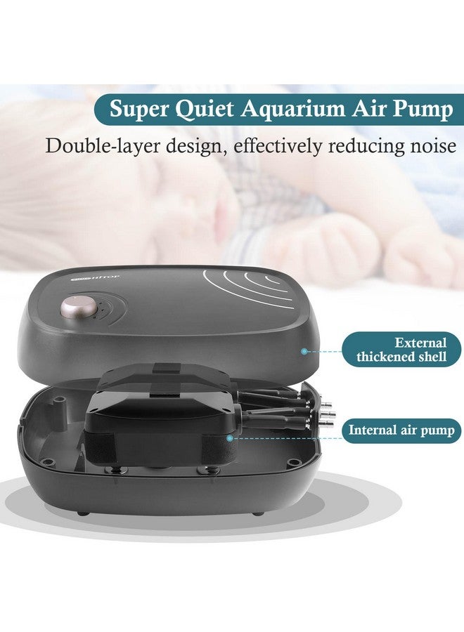 HITOP 10W Powerful Aquarium Air Pump: 4-Outlets 320GPH Air Pump for Fish Tank, Quiet Aquarium Aerator with Completely Accessories, for Tank/Hydroponic/Pond Oxygenation - Image 3