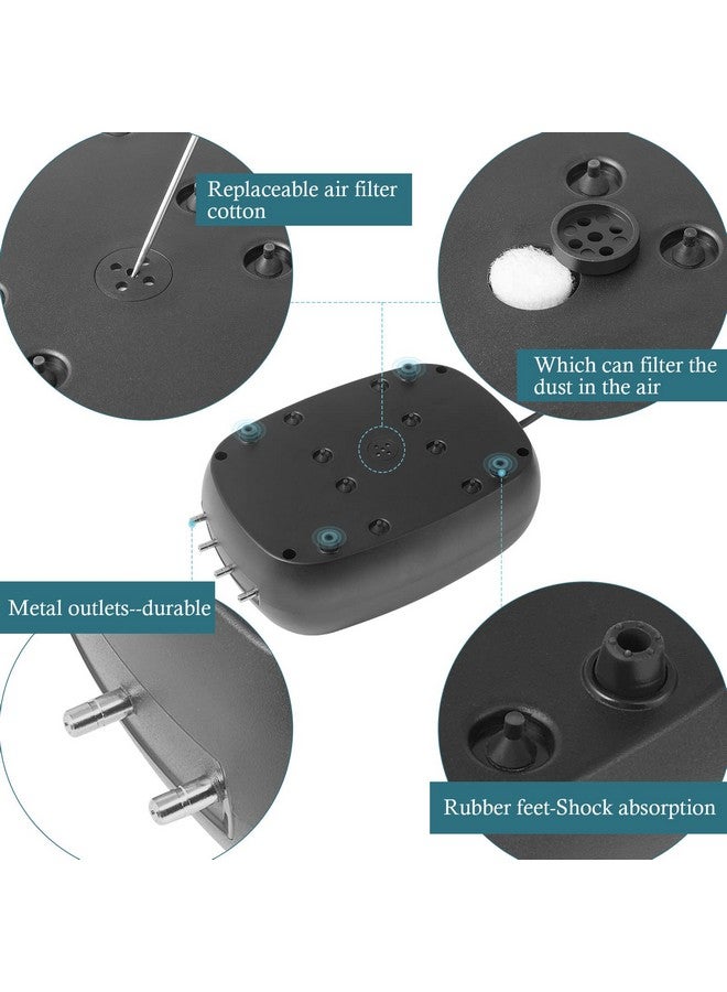 HITOP 10W Powerful Aquarium Air Pump: 4-Outlets 320GPH Air Pump for Fish Tank, Quiet Aquarium Aerator with Completely Accessories, for Tank/Hydroponic/Pond Oxygenation - Image 5