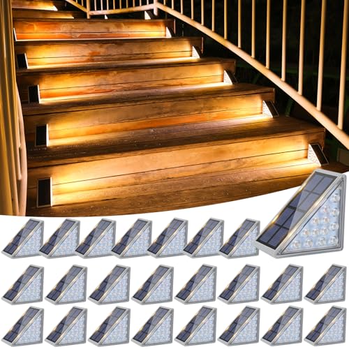 VOLISUN Solar Stair Lights 24 Pack, Solar Step Lights Outdoor Waterproof IP67, LED Outdoor Step Light - Image 1