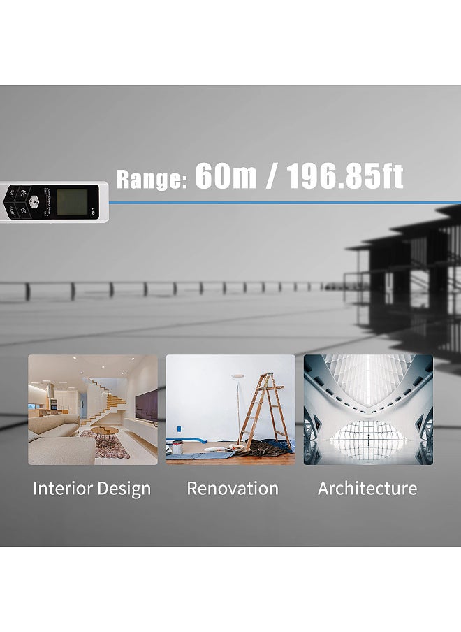 Generic 197Ft Mini Distance Measure Display M/In/Ft Volume/Area/Pythagorean Measurement Distance Measure With LED Light USB Rechargable Digital Tape Measure  - Image 5
