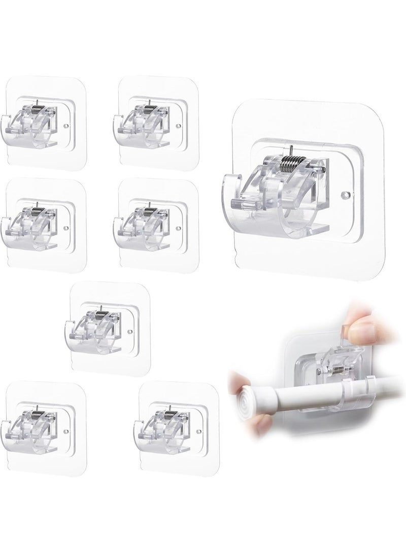 مجموعة من 8 قطع من حوامل قضبان الستائر ذاتية اللصق، لا حاجة إلى مثقاب أو مسامير، خطافات متينة لقضبان الستائر للنوافذ، علاقات وحوامل ستائر قابلة للتعديل تناسب الحمام والمطبخ والمكتب وغرفة المعيشة - Image 1