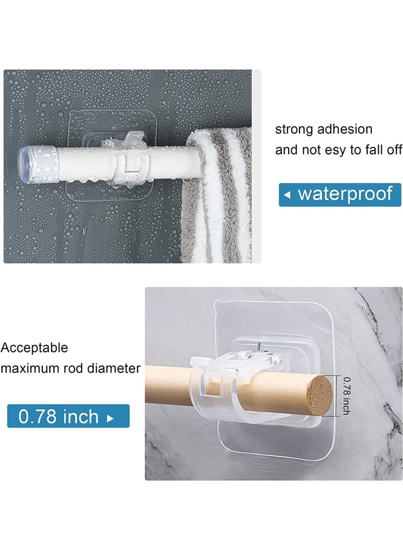 مجموعة من 8 قطع من حوامل قضبان الستائر ذاتية اللصق، لا حاجة إلى مثقاب أو مسامير، خطافات متينة لقضبان الستائر للنوافذ، علاقات وحوامل ستائر قابلة للتعديل تناسب الحمام والمطبخ والمكتب وغرفة المعيشة - Image 4