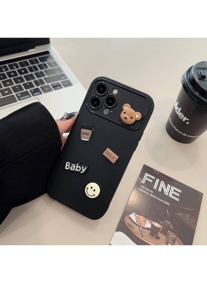 NIBEMINENT Milk Chocolate Coffee Bear Protective TPU Case Cover For iPhone 17 Air, Black