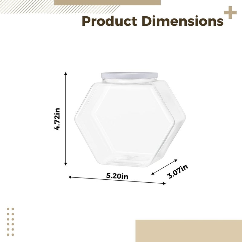 Lids with Containers Storage Plastic Transparent Hexagonal 4 Pcs, Capacity Large 850 Ml / 29.6 Fl Oz Jars Storage Pet, for Ideal Buffets and Kitchen Decorative Counter - Image 3