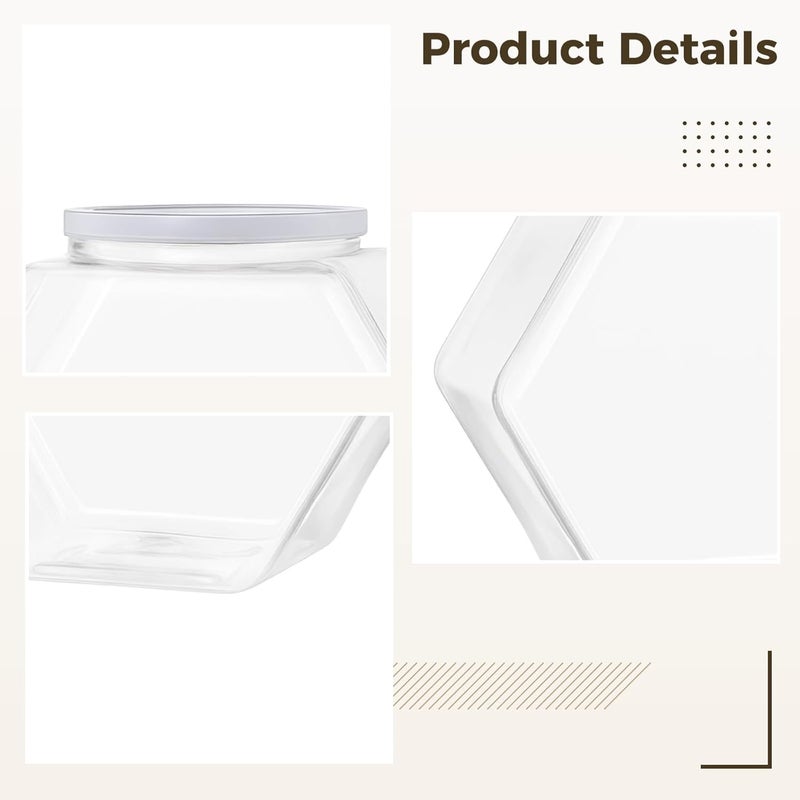 Lids with Containers Storage Plastic Transparent Hexagonal 4 Pcs, Capacity Large 850 Ml / 29.6 Fl Oz Jars Storage Pet, for Ideal Buffets and Kitchen Decorative Counter - Image 4