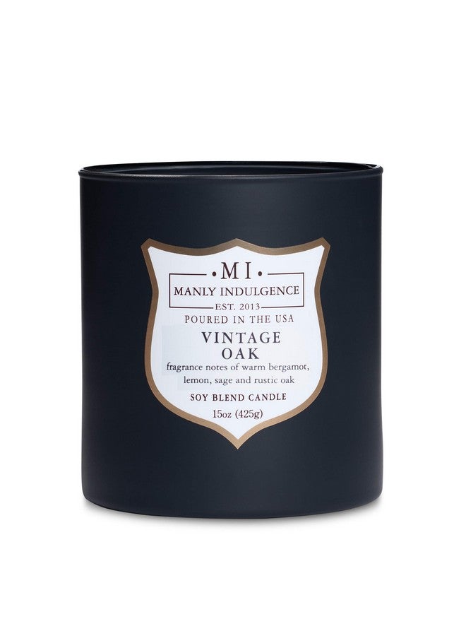 Manly Indulgence Vintage Oak Scented Jar Candle, Wood Wick, Premium Soy Blend White Wax, 60 hr Burn, Matte Dark Gray Jar Candle for Home and Men, 15 oz - USA Poured - Image 3