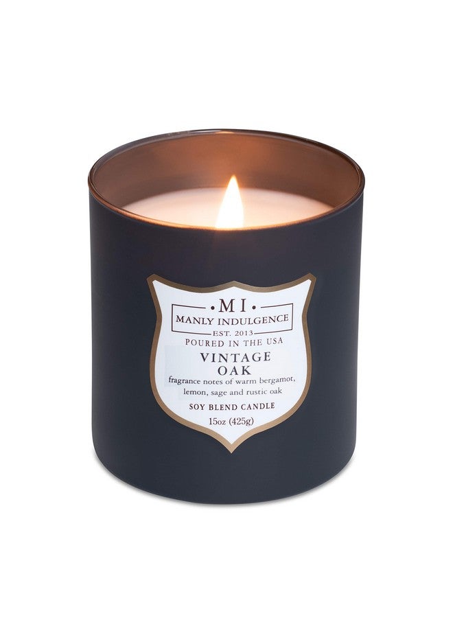 Manly Indulgence Vintage Oak Scented Jar Candle, Wood Wick, Premium Soy Blend White Wax, 60 hr Burn, Matte Dark Gray Jar Candle for Home and Men, 15 oz - USA Poured - Image 4