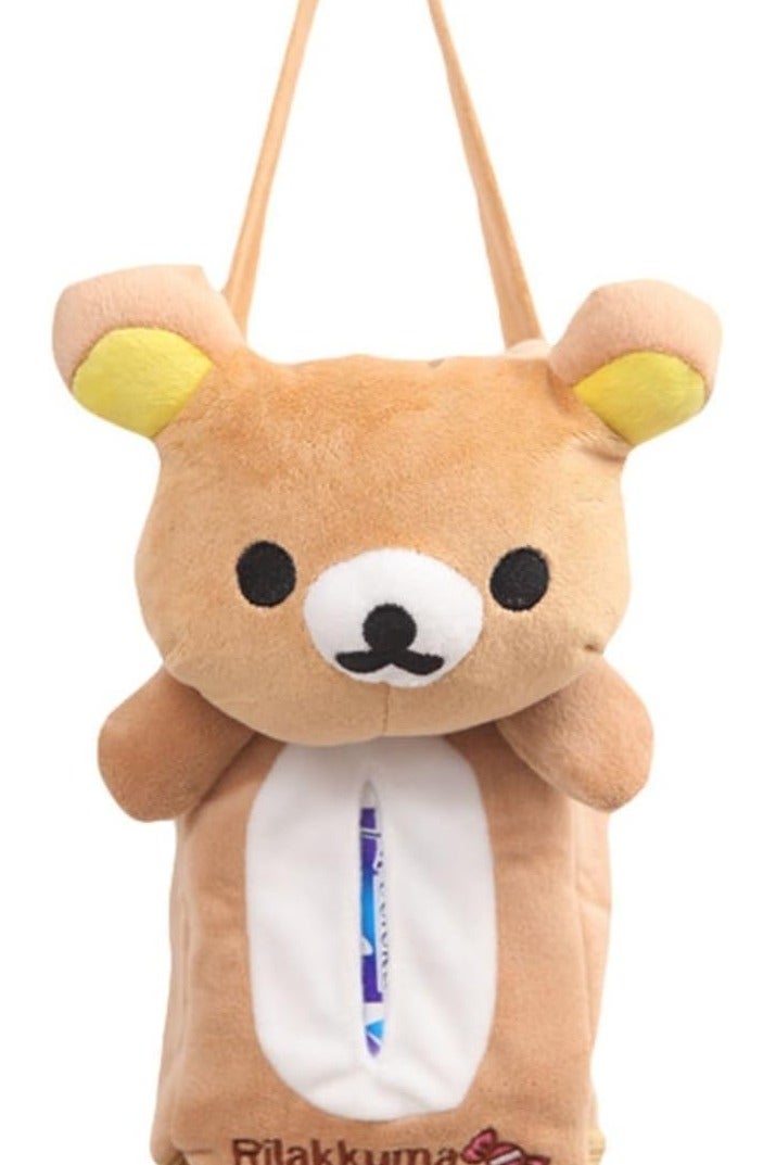 Rilakkuma Pet Tissue Box Car Decoration Hanging Tissue Cover Easy Installation (Bear)  - Image 1