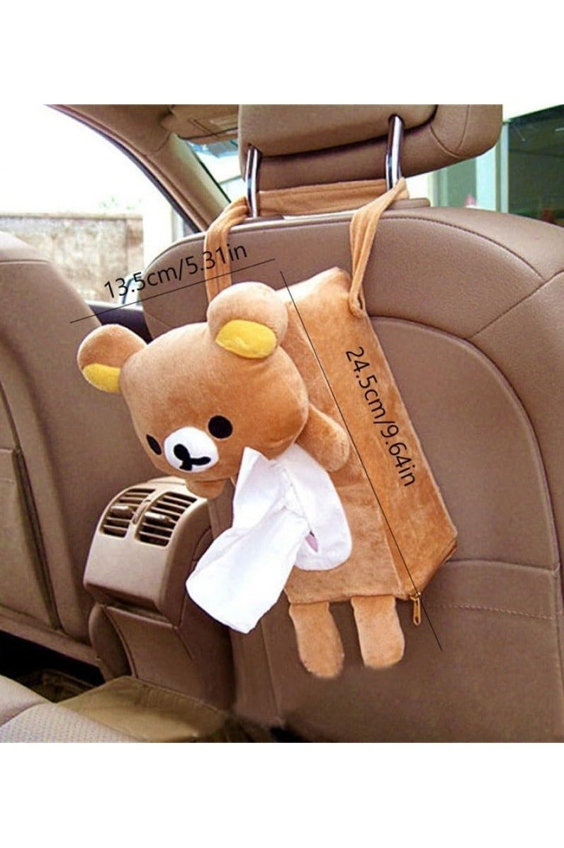 Rilakkuma Pet Tissue Box Car Decoration Hanging Tissue Cover Easy Installation (Bear)  - Image 2