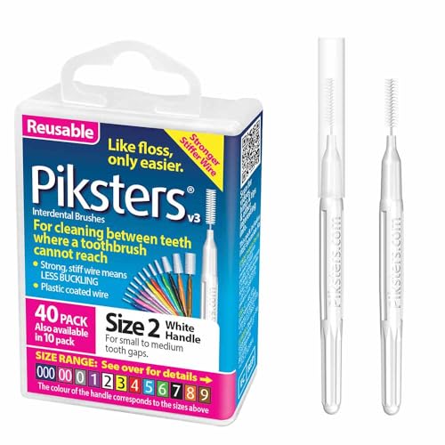 Piksters Interdental Brushes 40 Pack Size 2 White