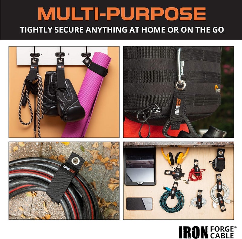 IRON FORGE CABLE Extension Cord Wrap Organizer, 15 Piece Multi-Pack of Storage Straps - 3 Small, 3 Medium, 3 Large, 3 XXL, and 3 XXXL Hanger Wraps for Power Cables, Hoses, Ropes, and More - Image 5