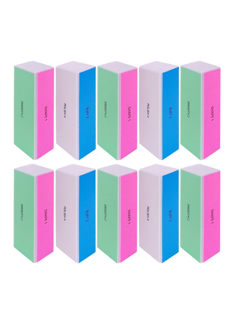 SOLARAE 4-Way Nail Buffer Block Set - 10 Pcs Nail Shine Buffers for Natural and Acrylic Nails, Smoother Buffing and Polishing with 120/240/600/3000 Grit Files for Perfect Fingernail Finish. - Image 1