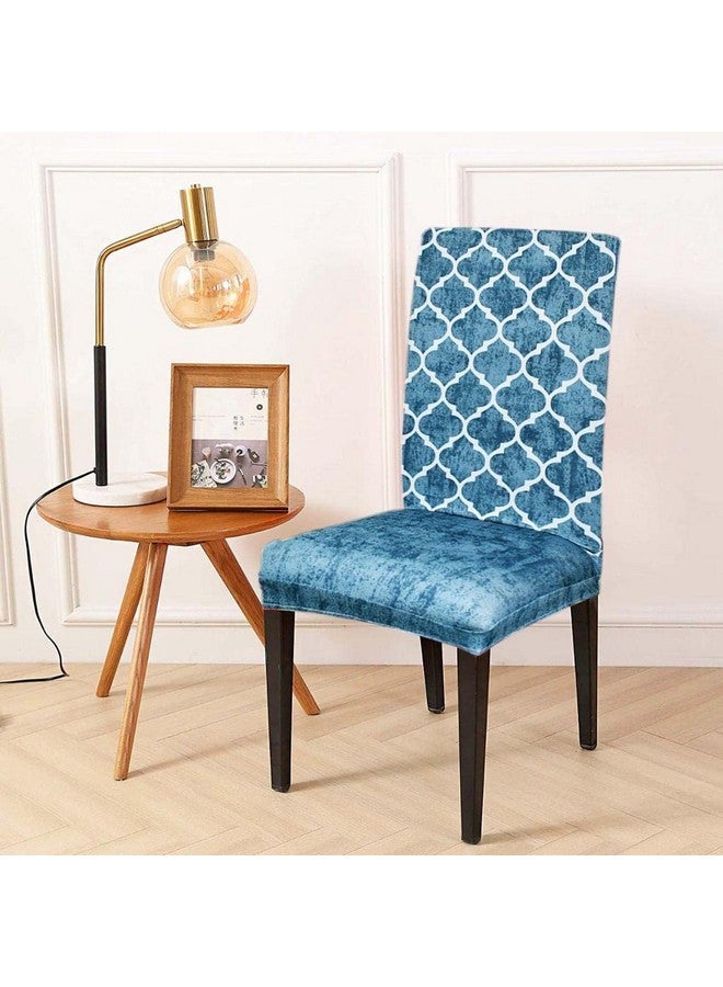 ohello® Chair Cover Export Quality Polycotton Dining Chair Covers Set of 4 Pcs Stretchable & Easily Washable Case Protector for Dining Chairs (TCC5007, Aqua) - Image 1