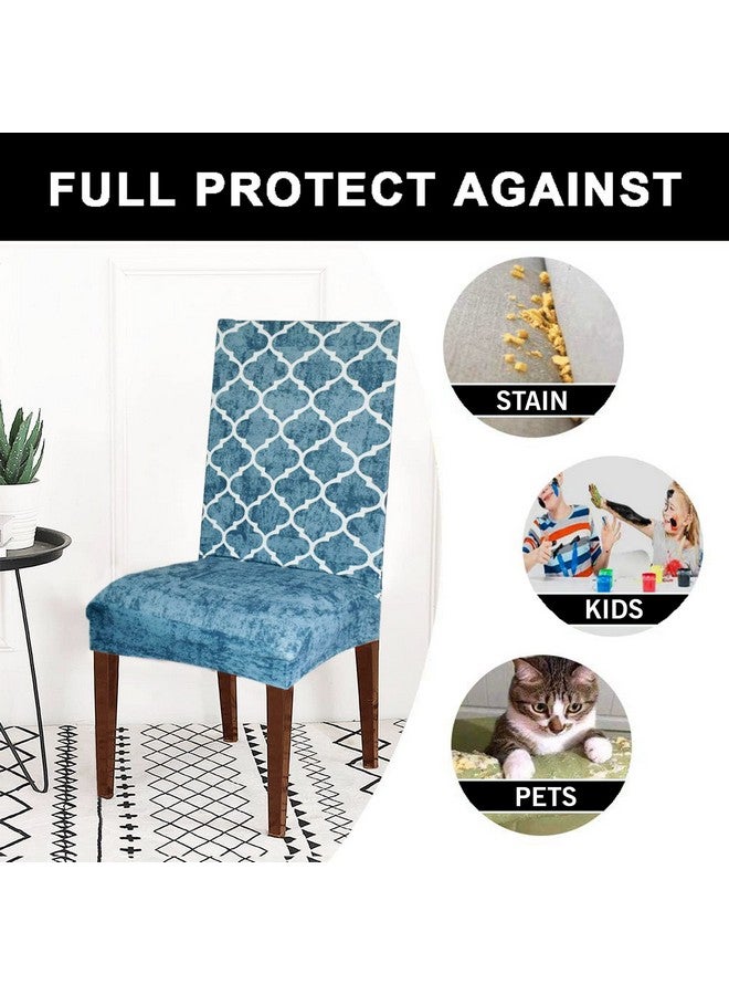 ohello® Chair Cover Export Quality Polycotton Dining Chair Covers Set of 4 Pcs Stretchable & Easily Washable Case Protector for Dining Chairs (TCC5007, Aqua) - Image 5