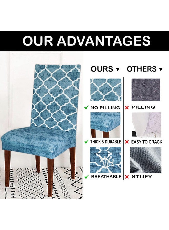 ohello® Chair Cover Export Quality Polycotton Dining Chair Covers Set of 4 Pcs Stretchable & Easily Washable Case Protector for Dining Chairs (TCC5007, Aqua) - Image 3