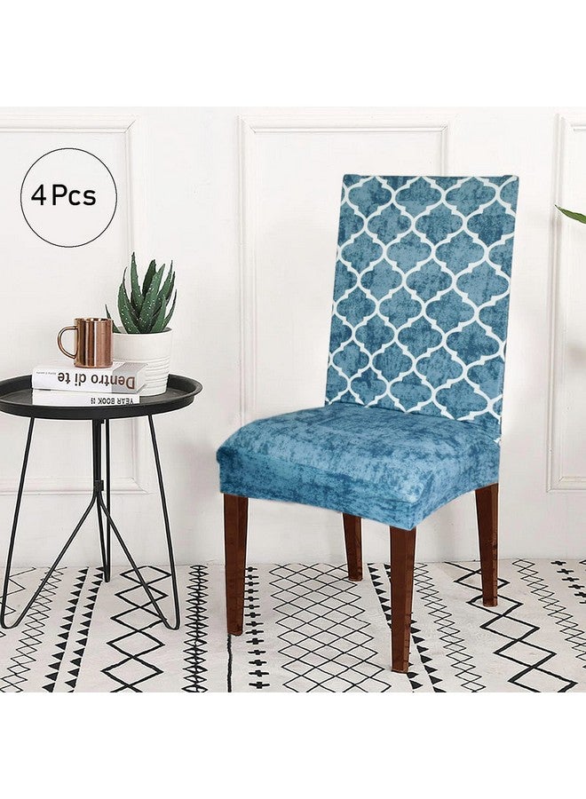 ohello® Chair Cover Export Quality Polycotton Dining Chair Covers Set of 4 Pcs Stretchable & Easily Washable Case Protector for Dining Chairs (TCC5007, Aqua) - Image 2