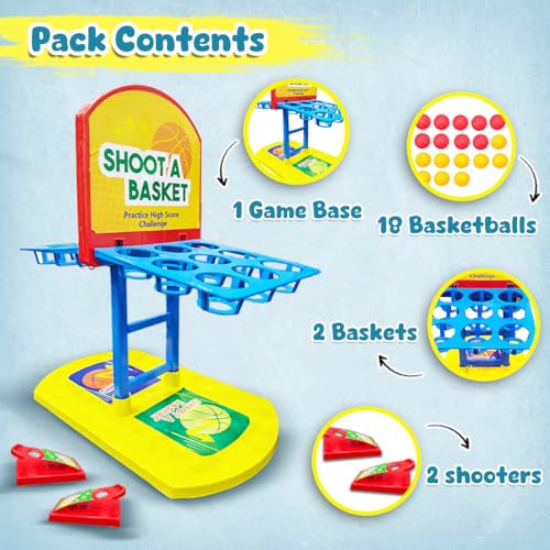 Wembley Shoot-A-Basketball Board Game for Boys & Girls Tabletop Action for 1 or 2 Players Easy to Assemble Portable Basket Ball Indoor Games Ideal for Birthday Gift - Image 2
