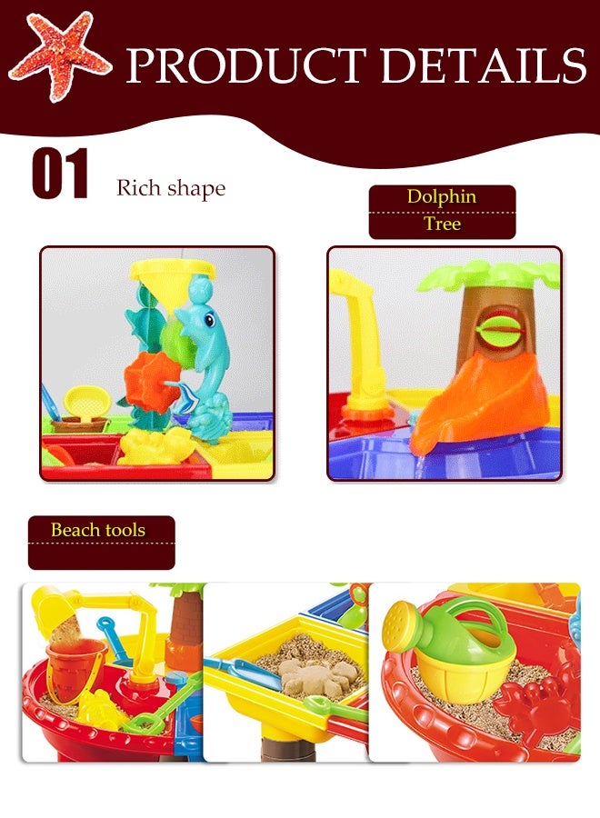 DUNISO Beach Toys Set,Water Sand Table Outside Toys for Toddlers, Water Fun Summer Outdoor Beach Backyard Toys Water Table, Activity Sensory Tables Birthday Gifts for Boys Girls - Image 5