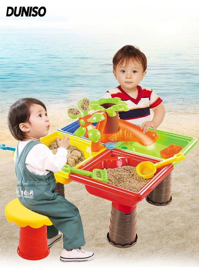 DUNISO Beach Toys Set,Water Sand Table Outside Toys for Toddlers, Water Fun Summer Outdoor Beach Backyard Toys Water Table, Activity Sensory Tables Birthday Gifts for Boys Girls - Image 1