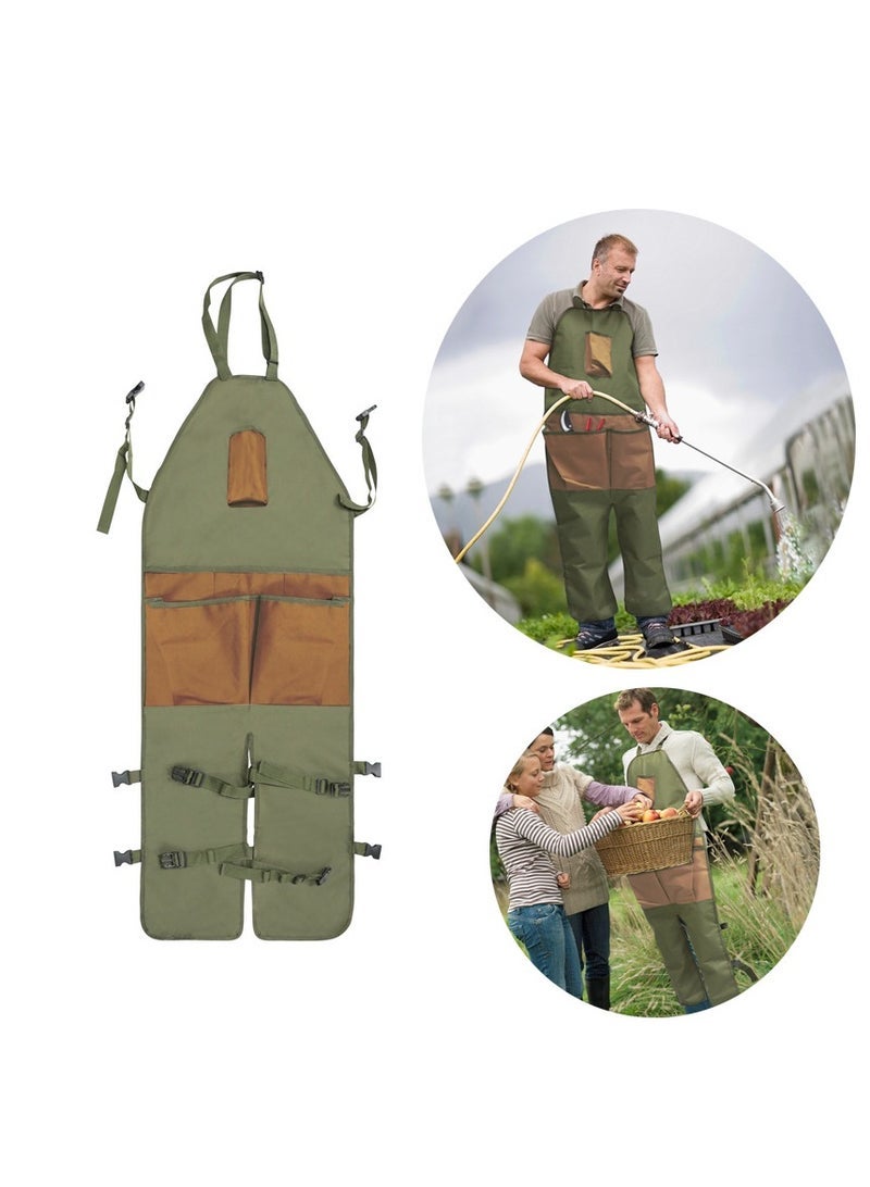 general Multi-Pocket Oxford Cloth Garden Leg Warmer Apron - Colour blocked design with extended length, suitable for gardening and pruning, wear-resistant and protective - Image 1
