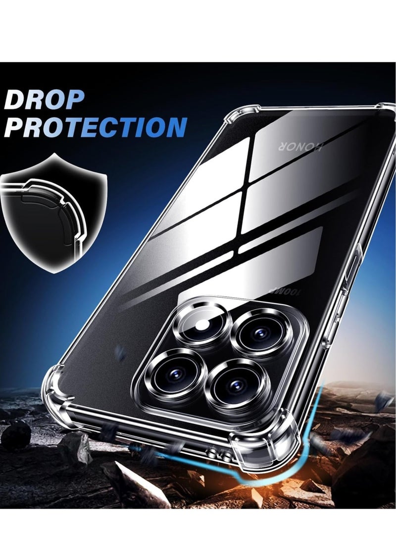 JAJEEK "Case for Honor X8a with 2 Pieces Tempered Glass Screen Protector – Soft Clear TPU Cover, Shockproof Air Cushion Bumper Protection" - Image 3