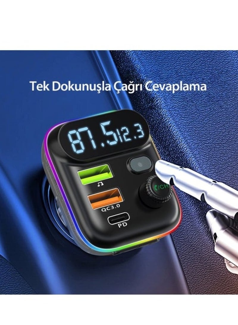 Earldom "EARLDOM M80 Bluetooth USB 3.0 and Type-C PD Fast Charge FM Transmitter Black" - Image 5