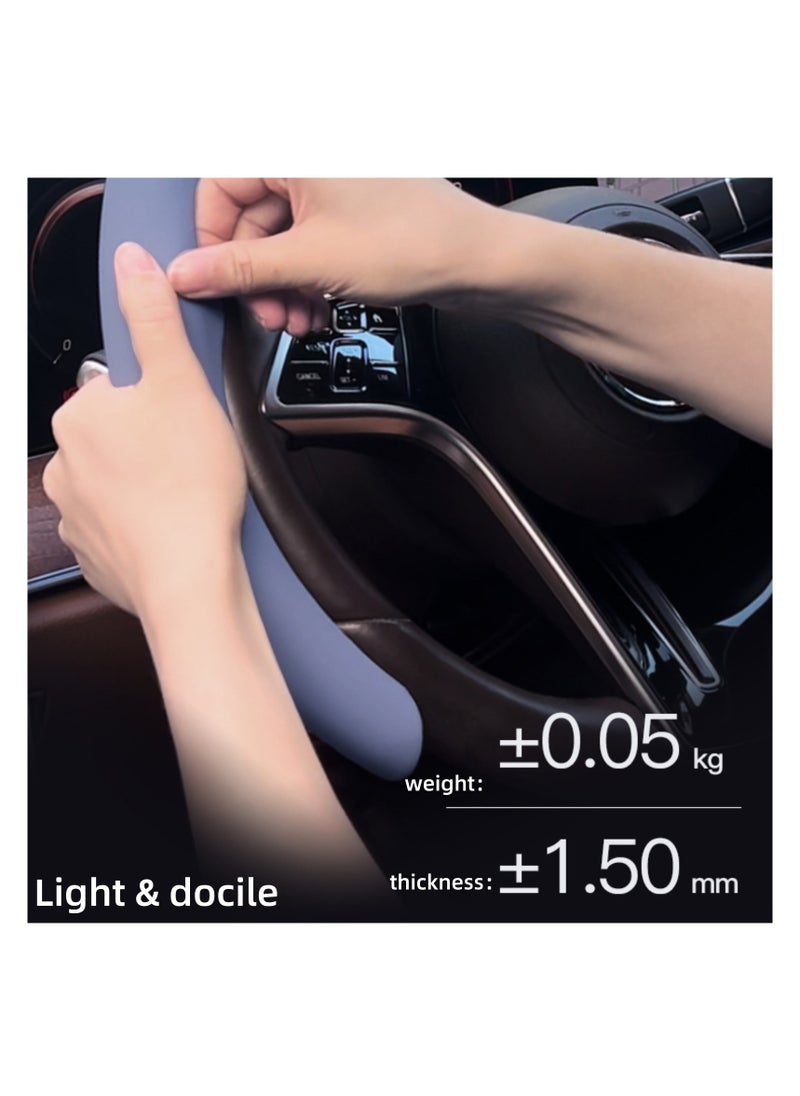 NOVOLAN NOVOLAN Car Steering Wheel Cover Skin-Friendly Liquid Hand Feeling 4 Seasons Universal Sweat-Absorbing Non-Slip Ultra-Thin Men & Women Car Handle Cover Concave & Convex Design Easy to Clean (grey)  - Image 4