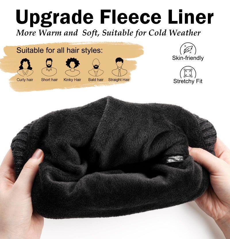 Wmcaps Winter Men Women Fleece Lined Beanie Knitted Hats, Soft Thermal Stocking Skull Caps for Cold Weather, Fashion Headwear for Outdoor (Slate Gray) - Image 2