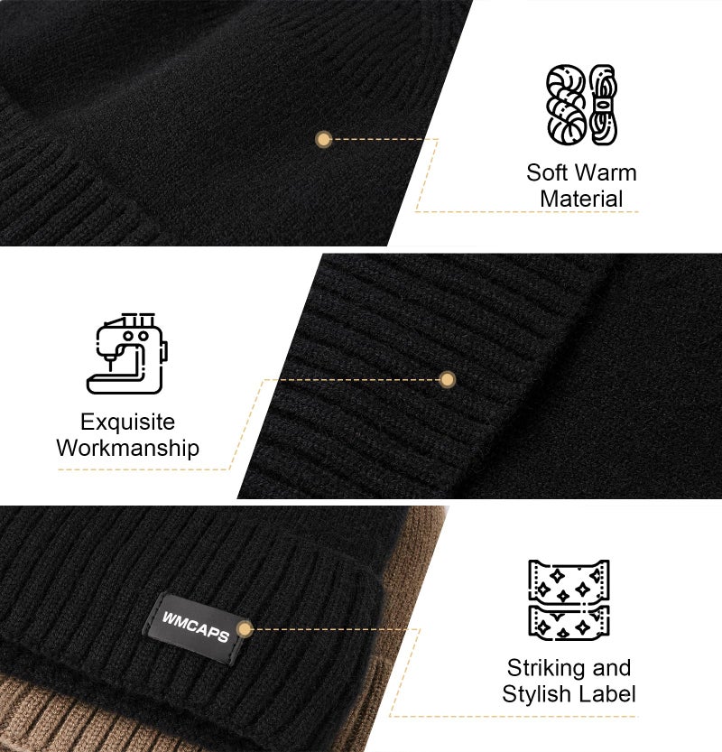 Wmcaps Winter Men Women Fleece Lined Beanie Knitted Hats, Soft Thermal Stocking Skull Caps for Cold Weather, Fashion Headwear for Outdoor (Slate Gray) - Image 3
