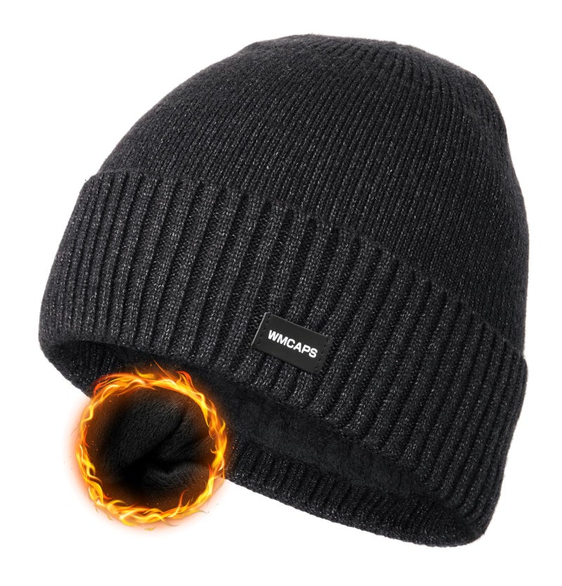 Wmcaps Winter Men Women Fleece Lined Beanie Knitted Hats, Soft Thermal Stocking Skull Caps for Cold Weather, Fashion Headwear for Outdoor (Slate Gray) - Image 1