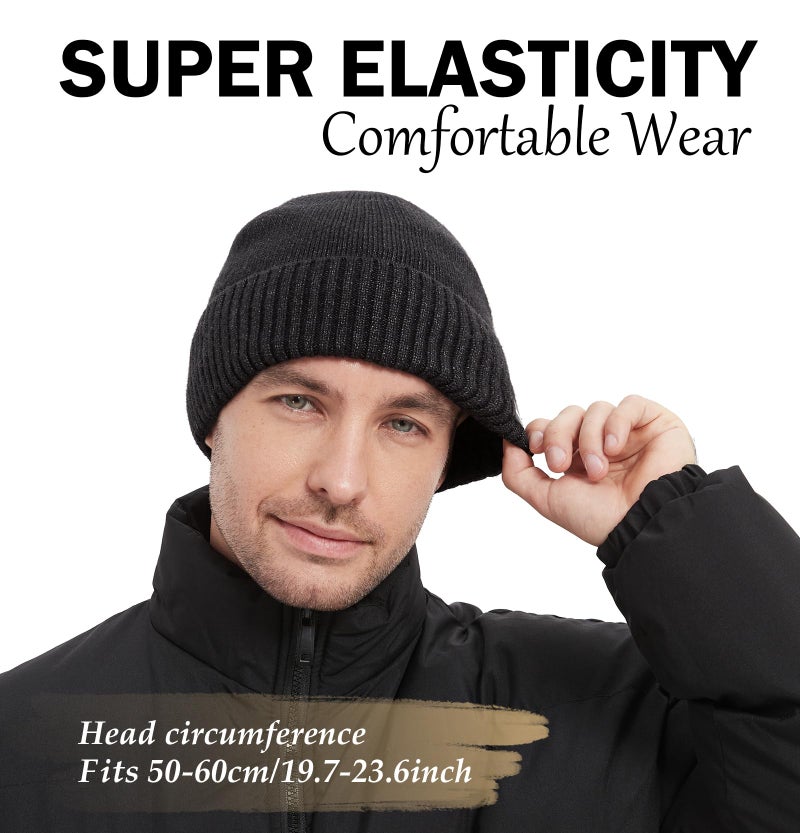 Wmcaps Winter Men Women Fleece Lined Beanie Knitted Hats, Soft Thermal Stocking Skull Caps for Cold Weather, Fashion Headwear for Outdoor (Slate Gray) - Image 4