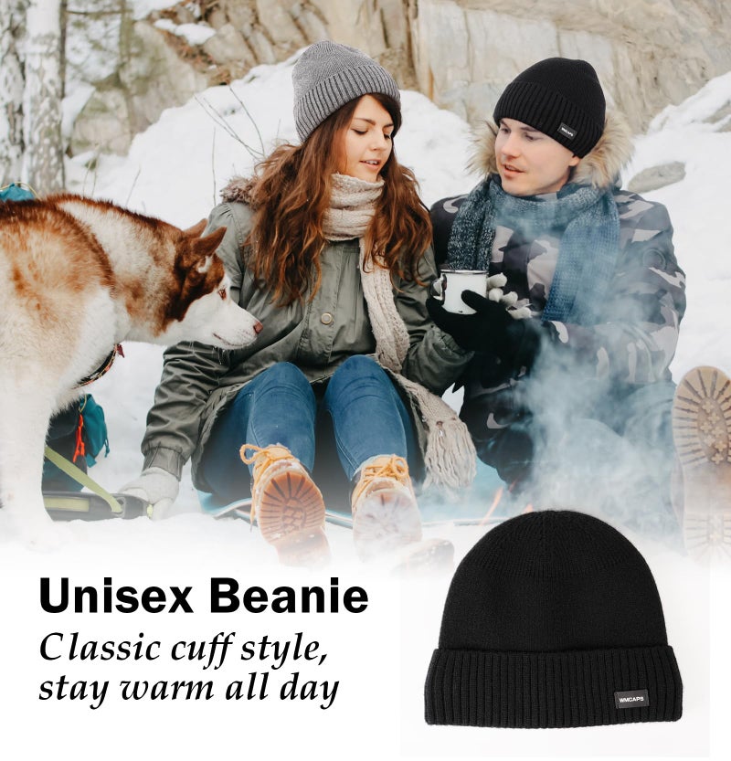 Wmcaps Winter Men Women Fleece Lined Beanie Knitted Hats, Soft Thermal Stocking Skull Caps for Cold Weather, Fashion Headwear for Outdoor (Slate Gray) - Image 5