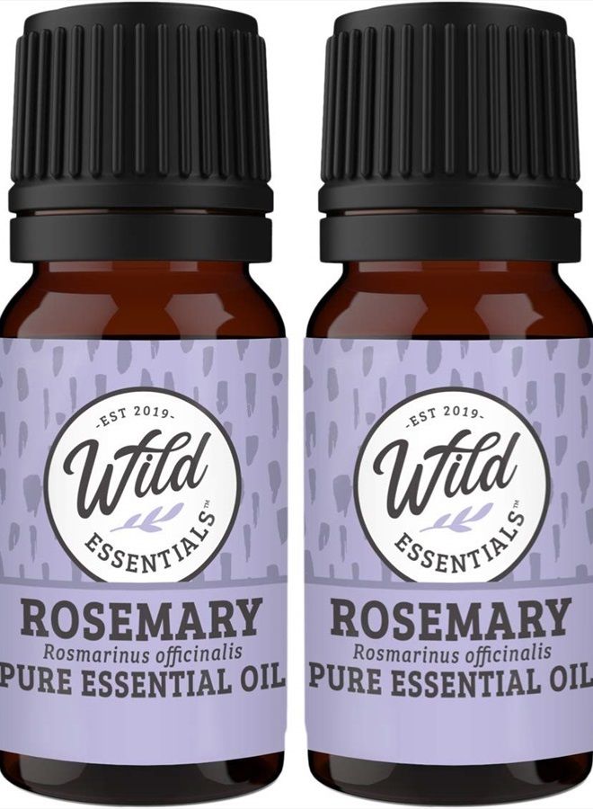 mEssentials Wild Essentials Rosemary 100% Pure Essential Oil 2 Pack - 10ml, Therapeutic Grade, Made and Bottled in The USA