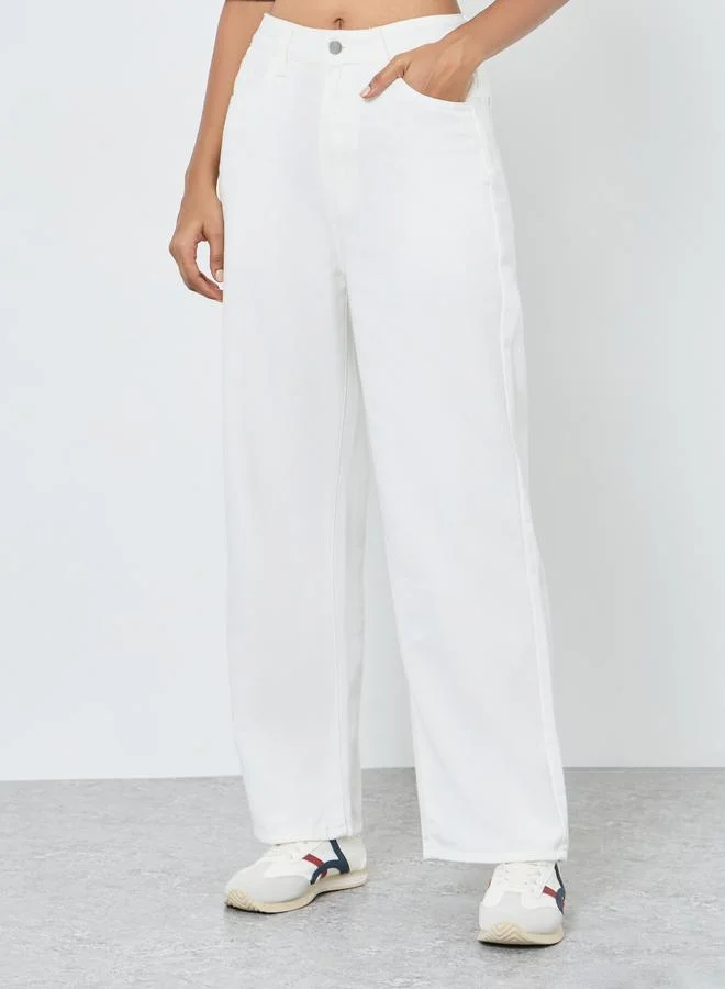 تايك تو Take Two Solid Mid Rise Relaxed Fit Jeans