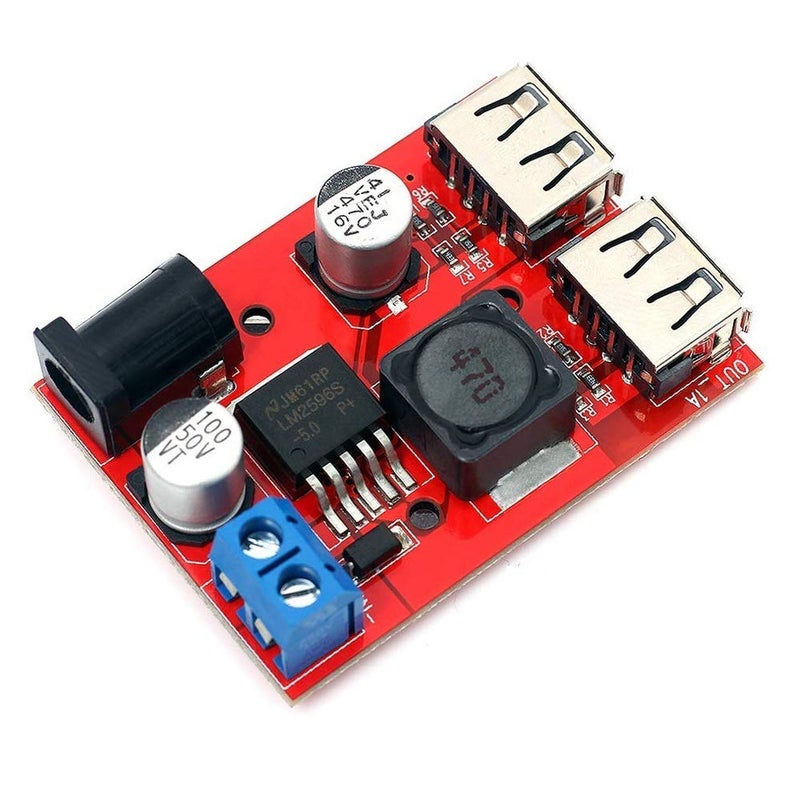REES52 REES52 LM2596 LM2596S Dual USB DCDC 9V 12V 24V 36V to 5V 3A Step Down Buck Converter Board Car Charger Solar Power Supply Module - Image 1