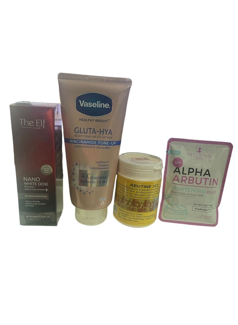 Vaseline gluta hya niacinamide tone up, the elf, abutine c 3 c, alpha arbutin
