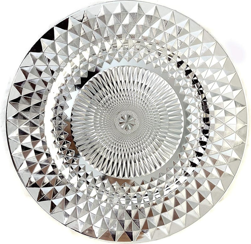 Allgala Charger Plates 13Inch 6Pack Heavy Duty Plastic Diamond Pattern Sparkling Wedding Charger PlatesSilverHD80402 - Image 1