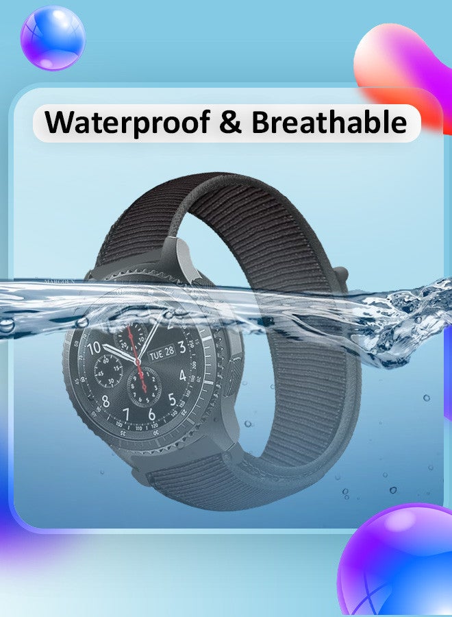 CATANES 22mm Nylon Strap,Compatible with Huawei GT/Huawei GT2 (46mm) /Huawei GT2 Pro/Samsung Galaxy Watch (46mm) and Galaxy Watch 3 (45mm) Sport Wristband Strap Black/Grey - Image 2