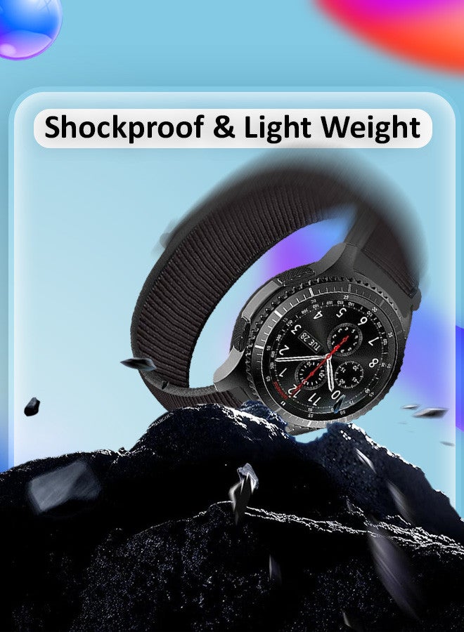 CATANES 22mm Nylon Strap,Compatible with Huawei GT/Huawei GT2 (46mm) /Huawei GT2 Pro/Samsung Galaxy Watch (46mm) and Galaxy Watch 3 (45mm) Sport Wristband Strap Black/Grey - Image 3