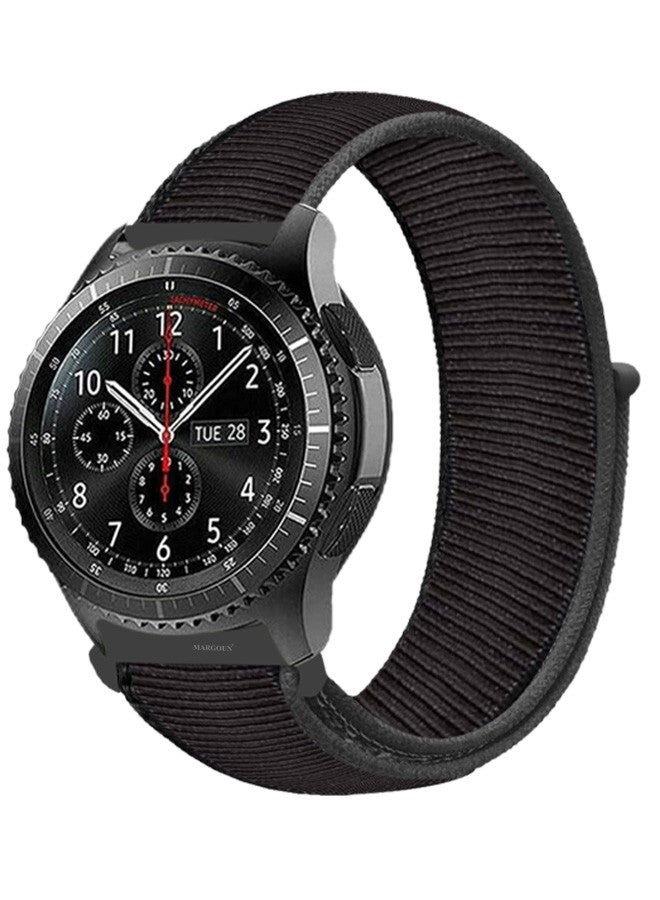 CATANES 22mm Nylon Strap,Compatible with Huawei GT/Huawei GT2 (46mm) /Huawei GT2 Pro/Samsung Galaxy Watch (46mm) and Galaxy Watch 3 (45mm) Sport Wristband Strap Black/Grey - Image 1