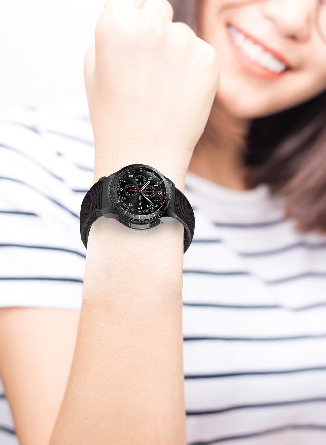 CATANES 22mm Nylon Strap,Compatible with Huawei GT/Huawei GT2 (46mm) /Huawei GT2 Pro/Samsung Galaxy Watch (46mm) and Galaxy Watch 3 (45mm) Sport Wristband Strap Black/Grey - Image 5