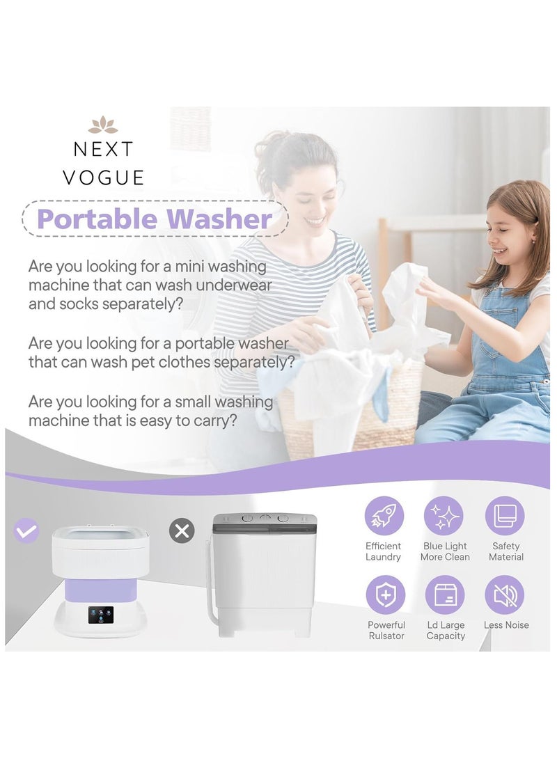 Next Vogue Next Vogue Portable Washing Machine,11.5L Mini Washing Machine for Small Delicates, Underwear, Baby Clothes, Sock. Foldable and portable washing machine for Apartment, Home, Hotel, Camping, RV  - Image 3