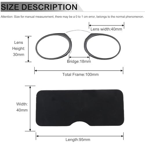 COVESATO Mini Armless Reading Glasses for Men Women Slim Thin Clip on Nose Readers with Small Portable Case(3 Pairs,1.00) - Image 3