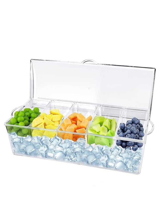 AMERTEER Ice-Chilled Condiment Caddy with 5 Removable Containers – Serving Tray for Bar Accessories, Fruits & Toppings - Image 1