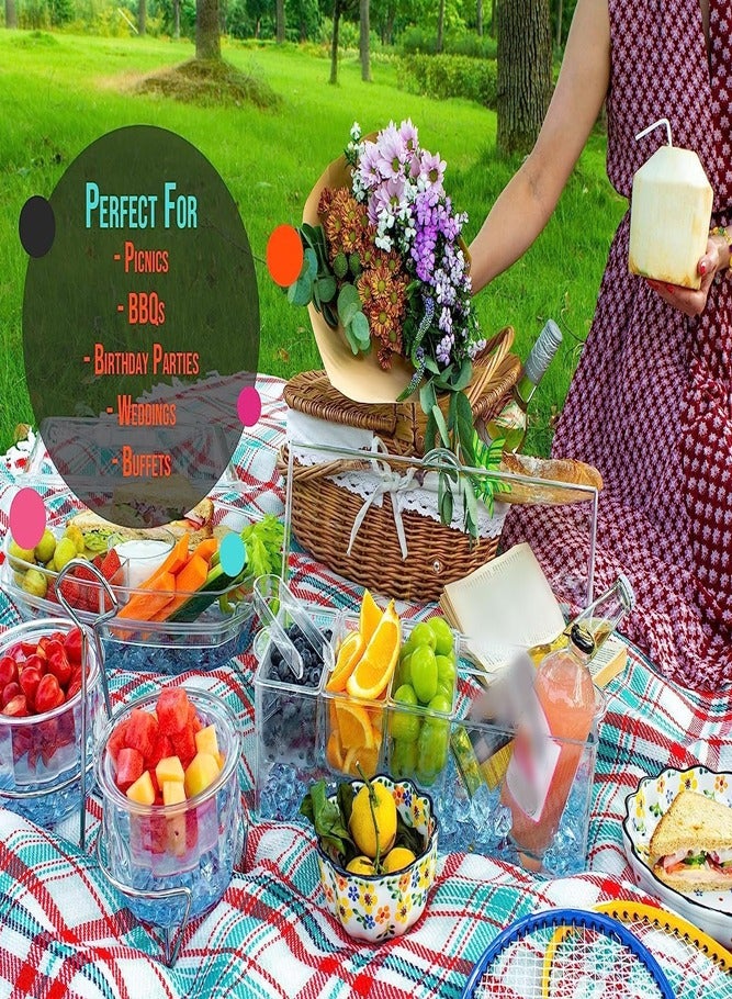 AMERTEER Ice-Chilled Condiment Caddy with 5 Removable Containers – Serving Tray for Bar Accessories, Fruits & Toppings - Image 3