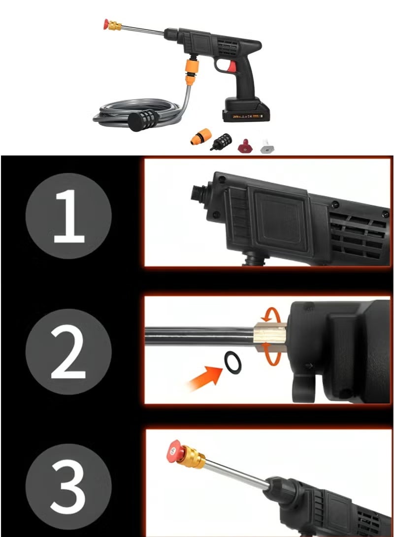 8 in 1 High Pressure Cordless Water Gun High Power Electric Nozzle Rechargeable Battery Electric Nozzle for Car Cleaning Floor Watering Flowers - Image 4