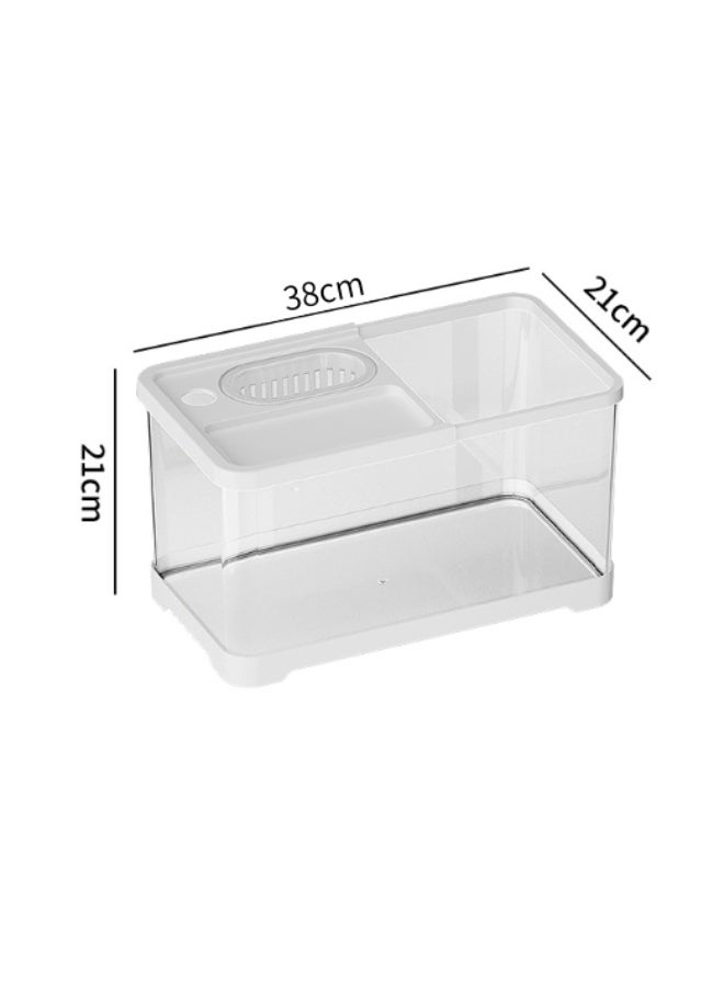 Fish Aquarium Tank, Ultra Clear Fish Bowls with Oxygen Pump, Multi-Function Acrylic Fish Tank with Lamp and  Detachable Cover for Turtles Crabs Fishes Amphibians Reptiles, 38*21*21cm, Clear - Image 4