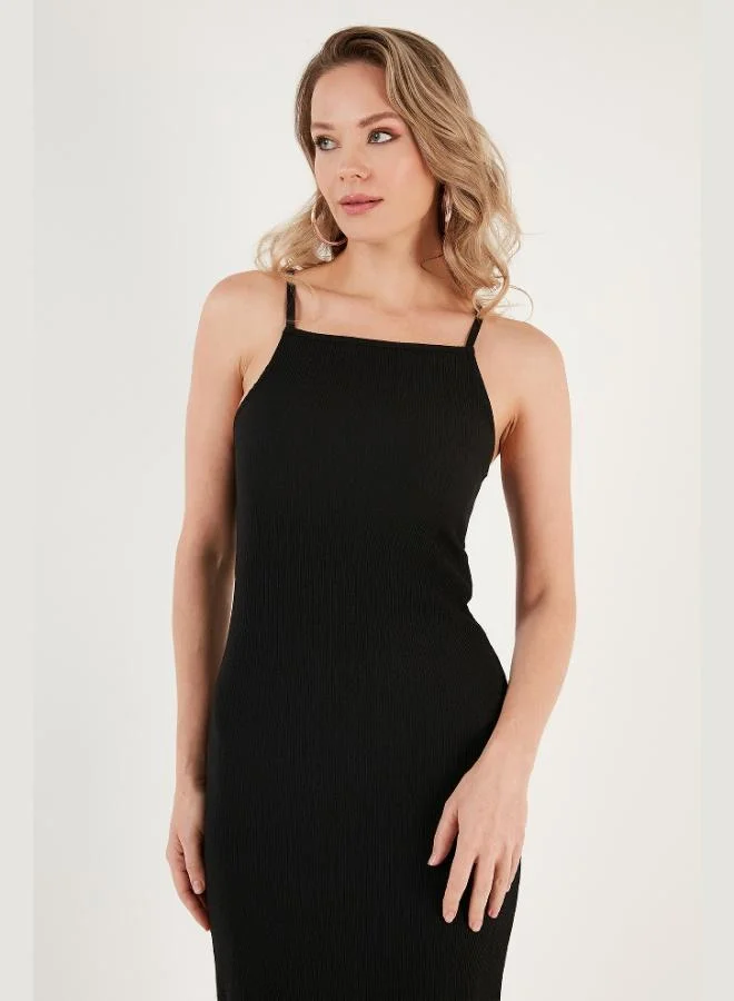 Lela  Lela Strappy Fitted Midi Dress with Slit for Women DRESS 5865573 for Women | Best Price UAE