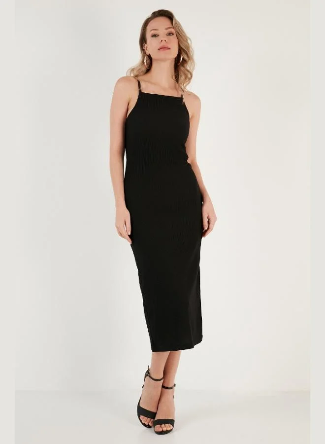 Lela  Lela Strappy Fitted Midi Dress with Slit for Women DRESS 5865573 for Women | Best Price UAE